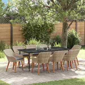 vidaXL Set de dining Gri deschis Rattan poli imagine