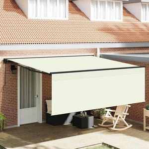 vidaXL Cortina Retractabilă Manual Crem 400 × 300 cm Poliester imagine