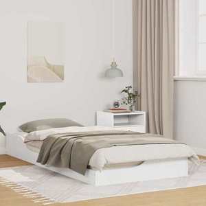 vidaXL Cadru de pat Alb 100 x 200 cm Lemn de pin masiv imagine