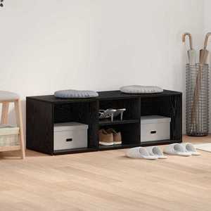 vidaXL Bancă de depozitare tapițată Stejar negru 102 x 35 x 35 cm imagine