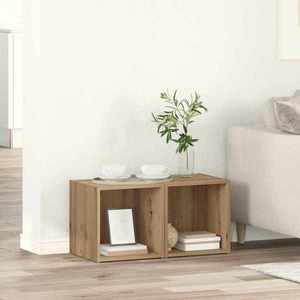 vidaXL Set comodă TV 2 pcs Stejar Artizanal 37 x 35 x 37, 5 cm imagine