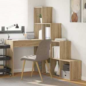 vidaXL Birou de colț cu raft Stejar Sonoma 101, 5 x 149, 5 x 149, 5 cm imagine