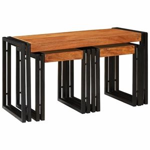 vidaXL Mese de capăt Maro și negru Lemn masiv de acacia imagine