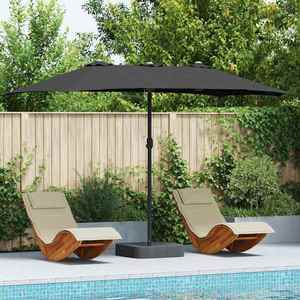 vidaXL Parasol de Grădină Negru 385 x 209 x 244 cm țesătură imagine