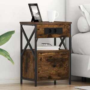 vidaXL Dulap de noapte Stejar afumat 40 x 31 x 60 cm Lemn compozit imagine