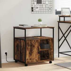 vidaXL Birou cu Stație de Încărcare Stejar afumat 61 x 46 x 67 cm imagine