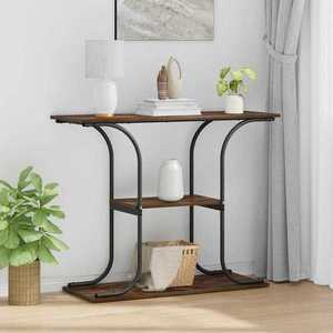 vidaXL Masă de consolă Stejar afumat 101 x 35 x 80.5 cm Lemn compozit imagine