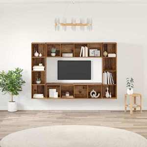 vidaXL Set comodă TV 4 pcs Maro 37 x 37 x 142, 5 cm Lemn compozit imagine