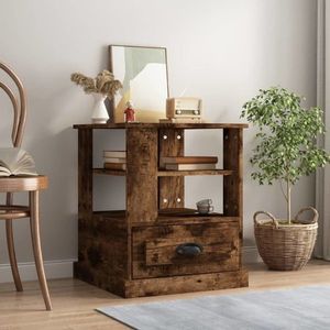 vidaXL Masă laterală, stejar afumat, 50x50x60 cm, lemn prelucrat imagine