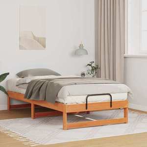 vidaXL Cadru de pat Maro 90 x 190 cm Lemn de pin masiv imagine