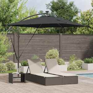 vidaXL Parasol banana cu brațe Negru 249 x 249 x 250 cm imagine