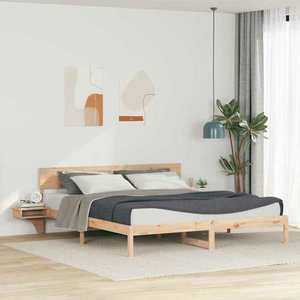 vidaXL Cadru de pat cu headboard Maro 180 x 200 cm Lemn de pin masiv imagine