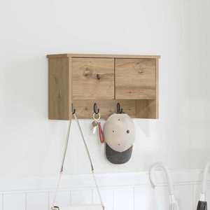 vidaXL Răcător de paltoane montat pe perete cu raft stejar artizanal imagine