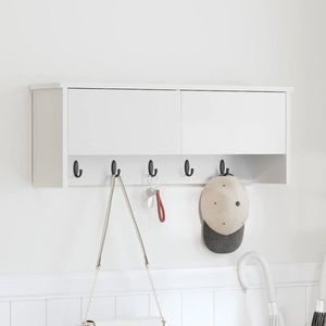 vidaXL Răcător de paltoane montat pe perete cu ușă Alb 80 x 20 x 30 cm imagine