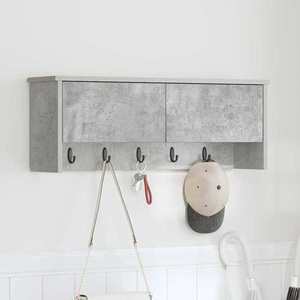 vidaXL Răcător de paltoane montat pe perete Gri beton 80 x 20 x 30 cm imagine