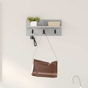 vidaXL Răcător de paltoane montat pe perete cu raft Gri beton imagine