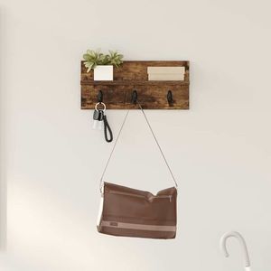 vidaXL Răcător de paltoane montat pe perete cu raft Stejar afumat imagine