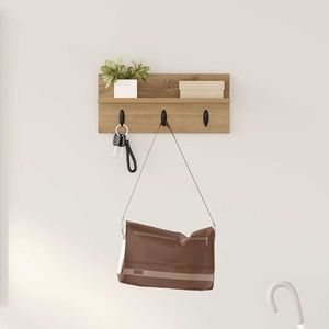 vidaXL Răcător de paltoane montat pe perete cu raft stejar artizanal imagine