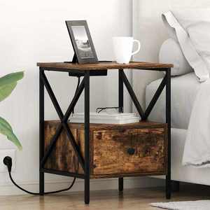 vidaXL Dulap de noapte Stejar afumat 41.5 x 40.5 x 55 cm Lemn compozit imagine