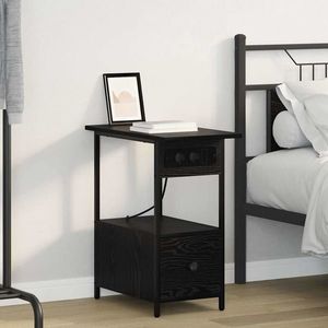 vidaXL Dulap de noapte Stejar negru 60 x 30 x 61 cm Lemn compozit imagine