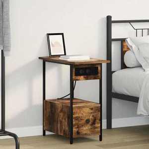 vidaXL Dulap de noapte Stejar afumat 60 x 30 x 61 cm Lemn compozit imagine