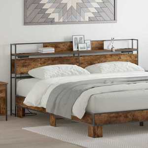 vidaXL Tăblie de depozitare cu raft Stejar afumat 180 cm Lemn compozit imagine