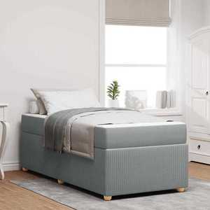 vidaXL Cadru de pat cu saltea Gri deschis 90 x 190 cm țesătură imagine