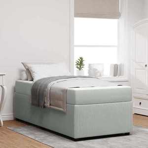 vidaXL Cadru de pat cu saltea Gri deschis 90 x 190 cm Catifea imagine