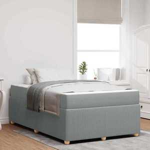 vidaXL Cadru de pat cu saltea Gri deschis 120 x 190 cm țesătură imagine