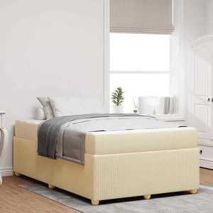 vidaXL Cadru de pat cu saltea cu saltea Crem 120 x 200 cm țesătură imagine