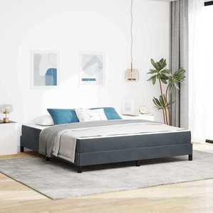 vidaXL Pat boxspring cu saltea Gri închis 180 x 200 cm Catifea imagine