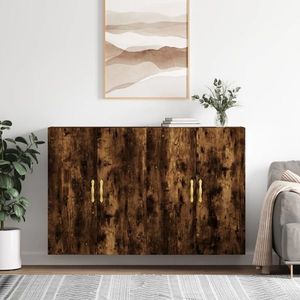vidaXL Dulapuri montate pe perete, 2 buc, stejar afumat, 69, 5x34x90 cm imagine