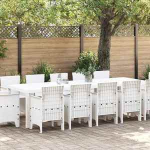 vidaXL Set de masă pentru grădină 13 pcs Alb Rattan poli imagine