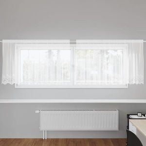 vidaXL Cortină din Dantelă cu perdele Alb 100 x 300 cm Poliester imagine