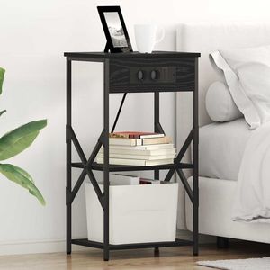 vidaXL Dulap de noapte cu raft 2 pcs Stejar negru 41 x 31 x 76 cm imagine