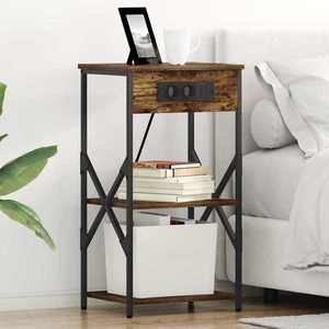 vidaXL Dulap de noapte Stejar afumat 41 x 31 x 76 cm Lemn compozit imagine