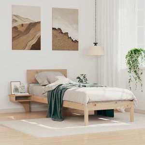 vidaXL Cadru de pat cu headboard Maro 75 x 190 cm Lemn de pin masiv imagine