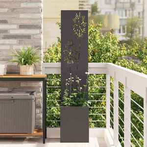 vidaXL Ecran de intimitate pentru grădină Floral Negru 32 x 140 cm imagine