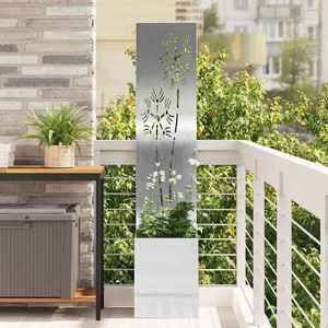 vidaXL Ecran de intimitate pentru grădină Floral Argintiu 32 x 140 cm imagine