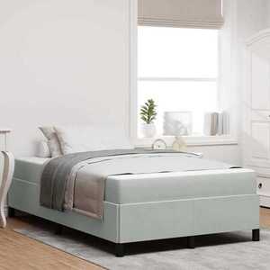 vidaXL Cadru de pat Alb, gri deschis și alb 120 x 200 cm Catifea imagine