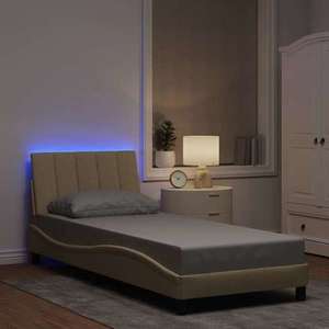 vidaXL Cadru de pat fără saltea Hanko cremă 90x190 cm țesătură imagine