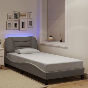 vidaXL Cadru de pat cu LED fără saltea Hvar Taupe 90x200 cm Material imagine