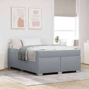 vidaXL Cadru de pat Gri deschis 140 x 200 cm țesătură imagine