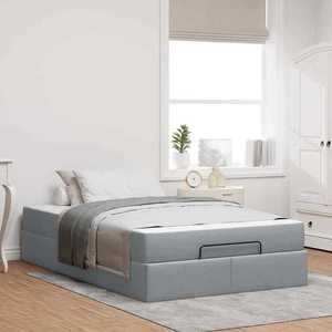 vidaXL Cadru de pat cu saltea Gri deschis 120 x 200 cm țesătură imagine