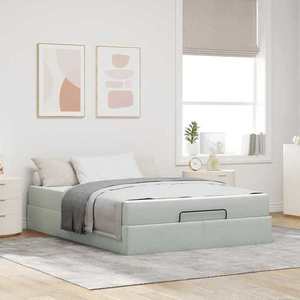 vidaXL Cadru de pat cu saltea Gri deschis 140 x 200 cm Catifea imagine