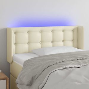 vidaXL Tăblie de pat cu LED, crem, 93x16x78/88 cm, piele ecologică imagine
