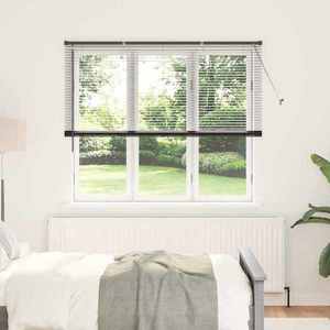 vidaXL Jaluzea pentru Fereastră cu perdele Manual Negru Aluminiu imagine