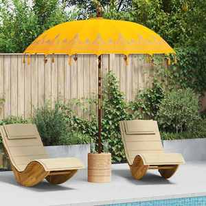 vidaXL Parasol Balinez Galben (210-220) x 260 cm Bumbac și lemn masiv imagine