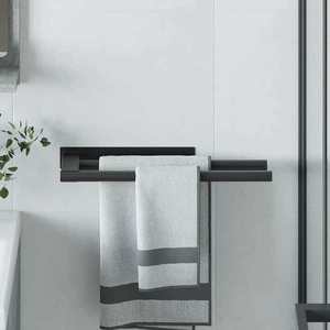 vidaXL Suport pentru prosoape Negru 40 x 9 x 4 cm Oțel inoxidabil imagine