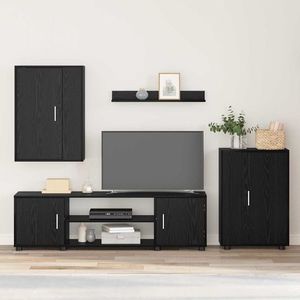 vidaXL Set comodă TV Pe perete 4 pcs Stejar Negru Lemn compozit imagine